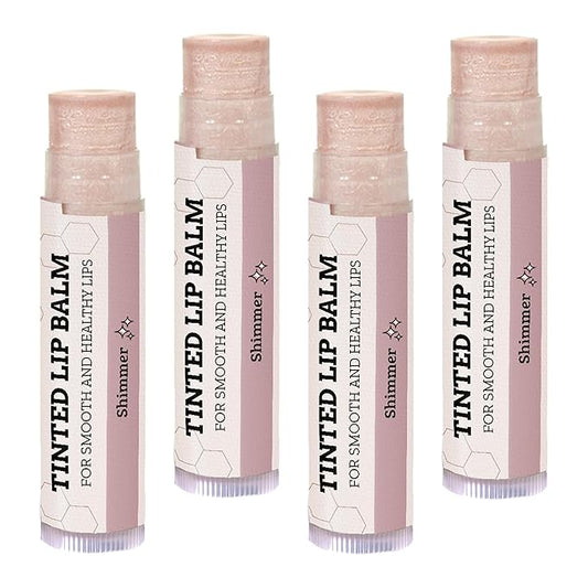 Earth's Daughter Tinted Lip Balm Shimmer 4 Pack, Beeswax, Coconut Oil, Cocoa Butter, Vitamin E, Moisturize and Beautify, Paraben Free