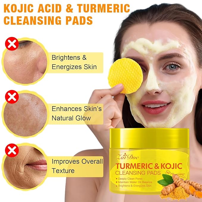 2 Sets Remover Wipes, with Turmeric & Salicylic Acid, Exfoliating Face Cleansing Pads for Hydrating, Moisturizing & Calming for Sensitive Skin