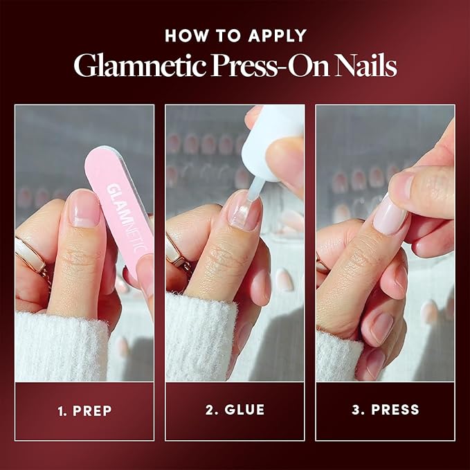 Glamnetic Press On Nails x Harry Potter™ - Helga Hufflepuff™ | Short Almond Fake Nails with Velvet Yellow French Tips & Gold Graphics, Officially Licensed | 15 Sizes - 30 Nail Kit with Glue