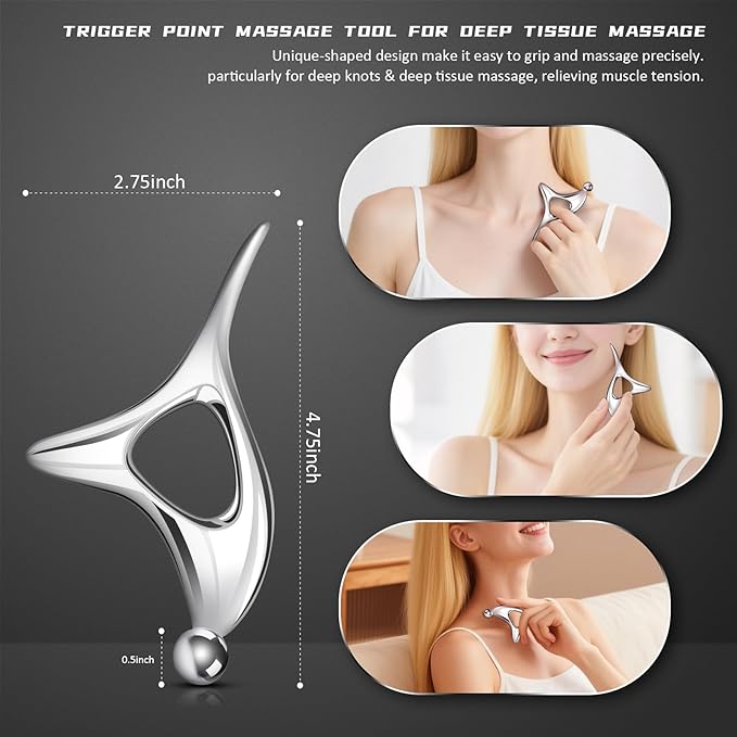 Stainless Steel Muscle Scraper Tool Set - 4Pcs Gua Sha for Myofascial Release, Deep Tissue Massage, Physical Therapy & Fascia Scrapingr (4Pcs)