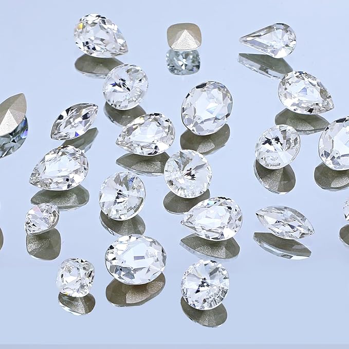 DONGZHOU 72pcs Mix Shape Crystal Nail Art Rhinestone Gems Point Back Fancy Stone Sew On Rhinestone Loose Crystal Sewing for Clothing Wedding Dress Nail Art Shoes Bags DIY Crafts
