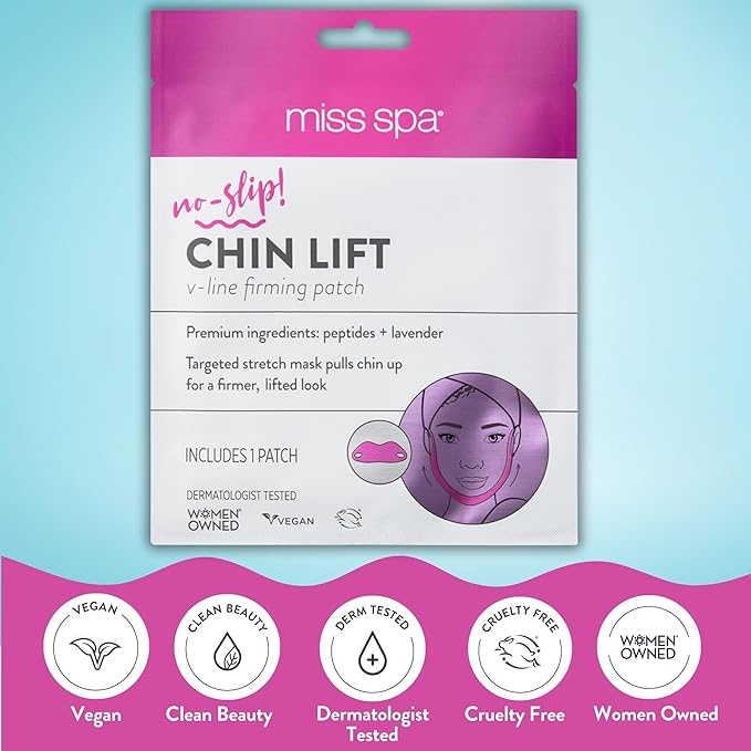 MISS SPA V-Line Patch, Neck and Face Toning Mask, Double Chin Face Mask, Chin Strap Anti-aging and Anti-wrinkle, V Shaped Contouring Face Mask, 4 Pack