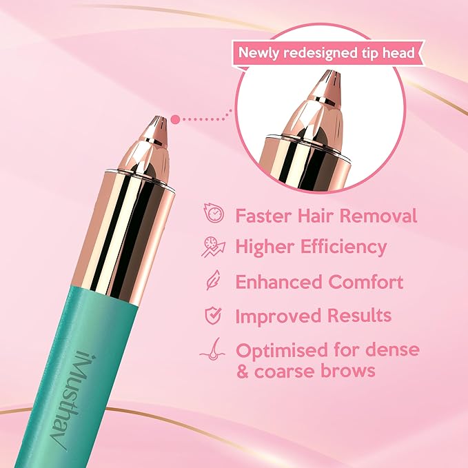iMusthav Eyebrow Hair Remover for Women | 18K Gold-Plated Head | 360° LED Light Portable Painless Epilator