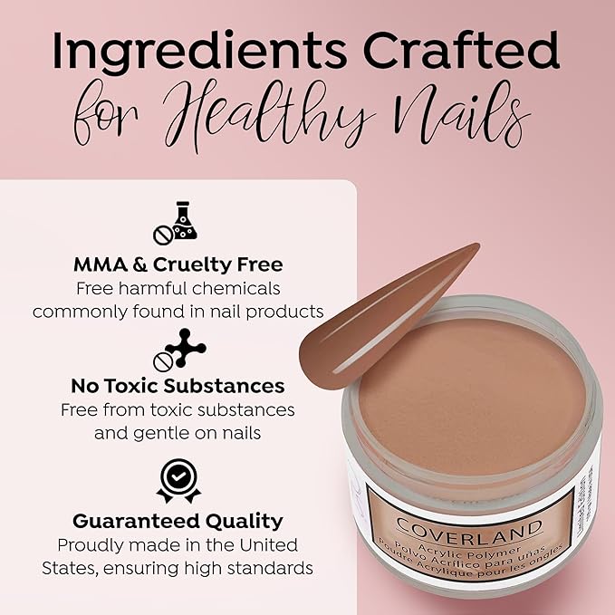 Tones Coverland Acrylic Nail Powder - Limited Edition Acrylic Powder for Nail Design, Sculpting, and Masking Nail Bed Imperfections - Professional Acrylic Nail Supplies - (1.5 Oz) (Mocha Mousse)