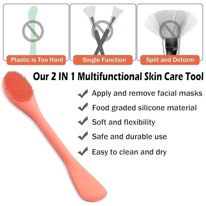 RamPula Silicone Face Mask Brush, Face Scrubber for Gentle Exfoliating & Hairless Moisturizers Applicator Tools for Apply Mud, Clay, Charcoal Mixed Mask, Cream, Lotion