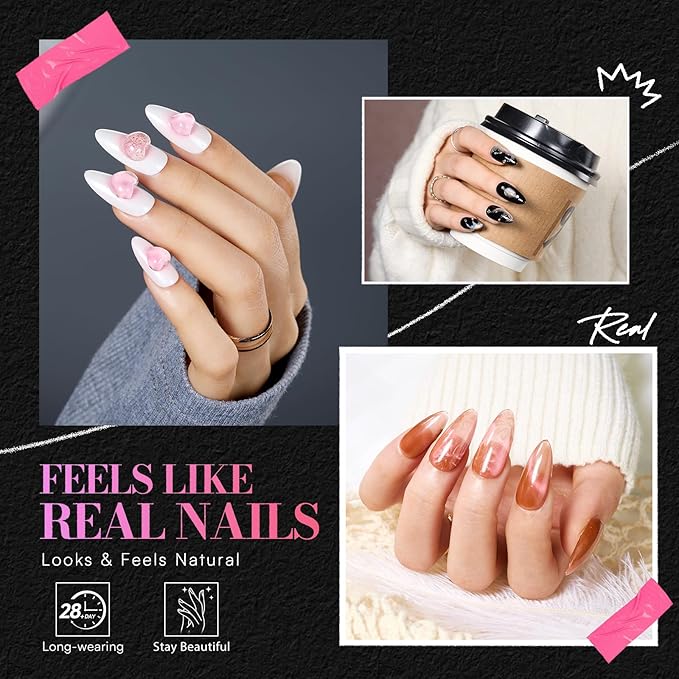 Makartt Medium Almond Nail Tips: 504 PCS, 15 Sizes, Half Matte, Clear Fake Nails Stiletto Shapes - Full Cover Soft Acrylic Press On Nail Extensions Supplies Salon and DIY at Home