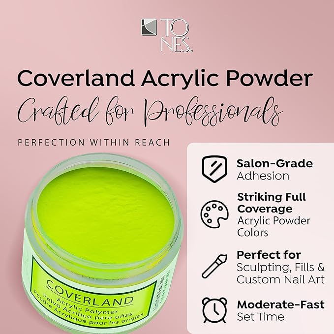 Tones Coverland Acrylic Nail Powder "Vitamin Sea" - Limited Edition Acrylic Powder for Nail Design, Sculpting, and Masking Nail Bed Imperfections - Professional Acrylic Nail Supplies - (1.5 Oz)