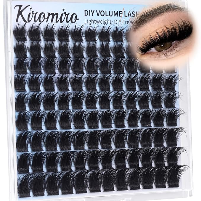 Kiromiro Fluffy Lash Clusters with Spikes 12-20mm Volume Lash Clusters Wispy eyelash Clusters DIY Cluster Eyelash Extensions Full Individual Lashes Thick Cluster Lashes