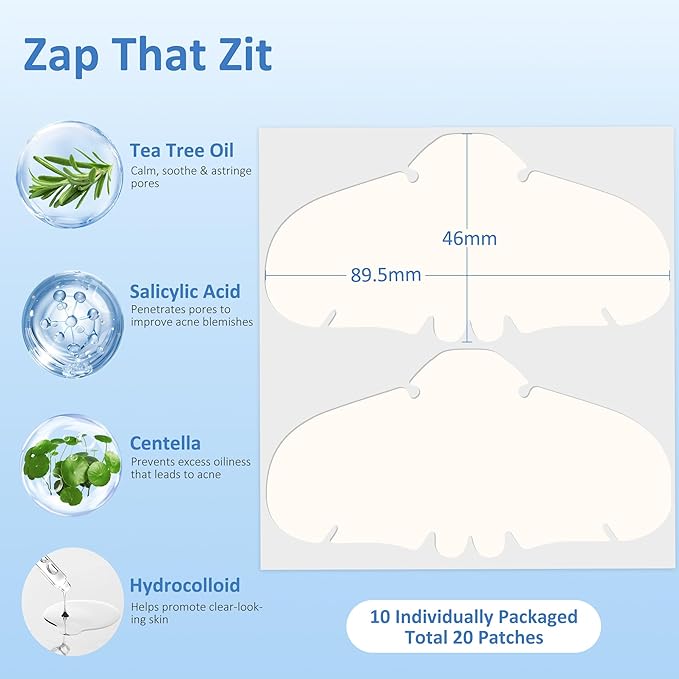 Breiboz Pimple Patches for Nose, Nose Pore Patches, XL Hydrocolloid Acne Patches Cover Zit Blemishes & Absorb Oil with Tea Tree, Salicylic Acid & Cica Oil | 20 Patches