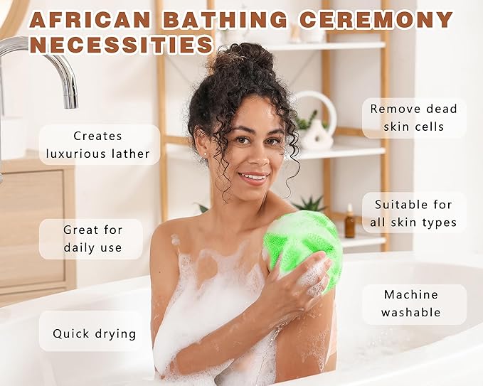 2 Pack African Net Sponge Exfoliating Body Scrubber Bath Sponge for Daily Use
