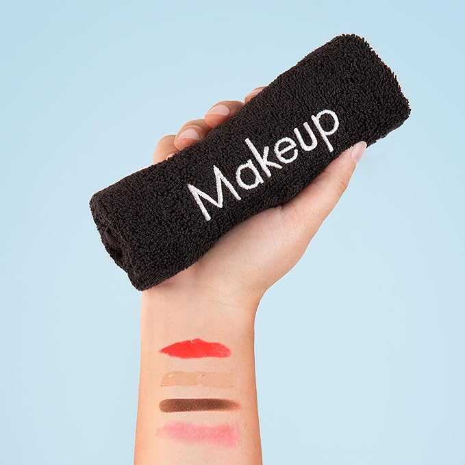 Arkwright Makeup Towels - Pack of 6 - Soft & Gentle Cotton Washcloth Face Make Up Remover, Reusuable Eraser Cloth Essentials for Hosts & Artists, 13 x 13 in, Black
