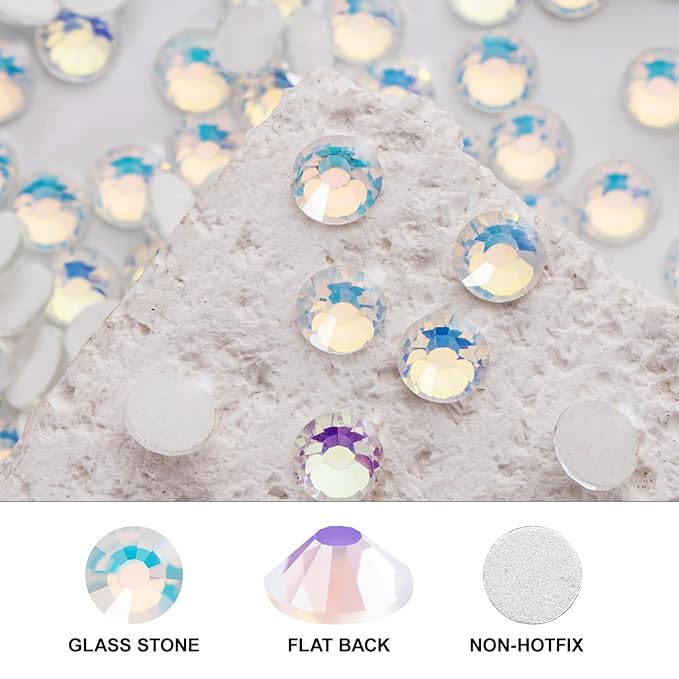 Novani 3000 Pieces Flatback Rhinestones Glass Round Gems F-White Crystals for Nail Art DIY Crafts Clothes Shoes,SS20,4.6-4.8mm