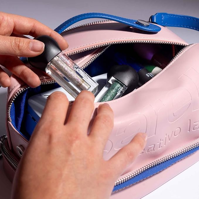 SARELLY, Makeup Bag, Perfect for Makeup Brushes, Vegan Leather, Pink Color, Sarelly Creative Lab
