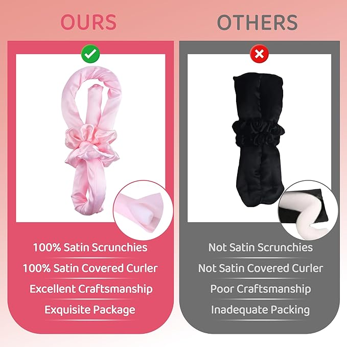 Heatless Hair Curler with Silk Bonnet Wrap – No Heat Hair Rollers for Long Hairs– Effortless Curls with Soft, Durable Headband Curling rod Set –Achieve Wavy and Heatless Curls Overnight