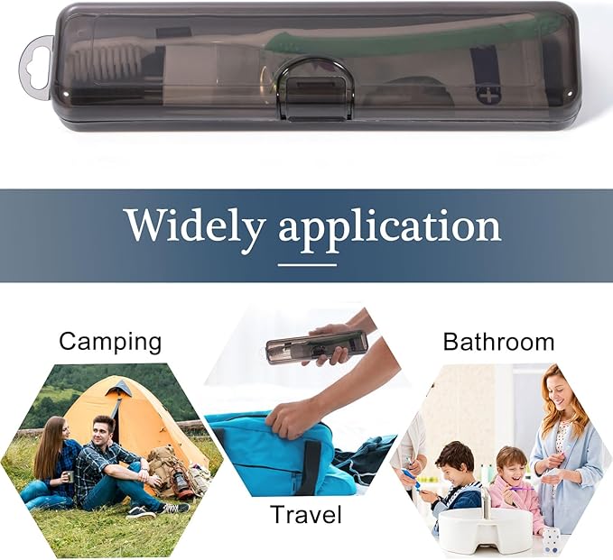 Gamdee Toothbrush Travel Case 2 Pack, Clear Black Toothbrush Case Holder Travel Size Plastic Toothbrush Holder Toothpaste Storage Container Portable for Traveling, 7.87 x 1.85 x 1.18”