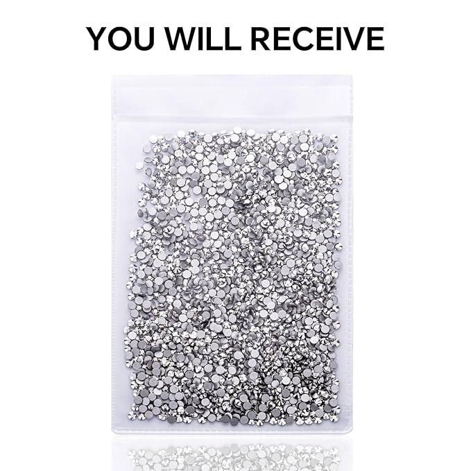 3000Pcs Silver Crystal Rhinestones,Glass Flatback Rhinestones Mini Gemstones for Nail Face Makeup Art Crafts Clothes Decoration -(SS4,1.6mm,Silver)