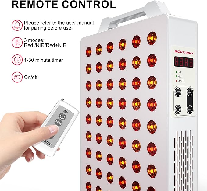 Red Light Therapy, 630/660/810/830/850nm 5 Wavelengths Red Near Infrared Light Device with 60 Dual Chip Clinical Grade LEDs, Remote Control, Timer for Face, Body, Pain Relief, BO-300 (White)