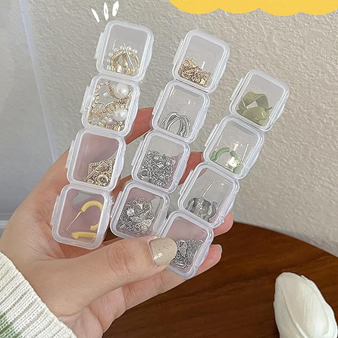 SJZQ 2 Pack 28 Grid Plastic Diamond Painting Organizer, Small Bead Storage Containers with Removable Compartments for Jewelry, Ear Studs, Pigment Sand, Diamond Art & Small Items