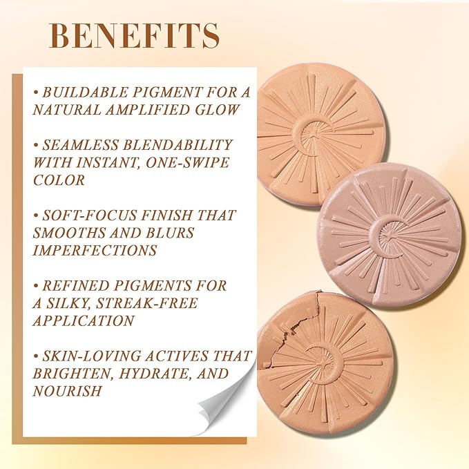 UCANBE Baked Luminous Bronzer Skin Enhancer, Buildable & Blendable Powder Bronzer 2-in-1 Highlight and Contour, Ultra-Fine Smooth Formula, Long-Lasting Natural Sunkissed Glow - 01Golden Crème (Bronze)