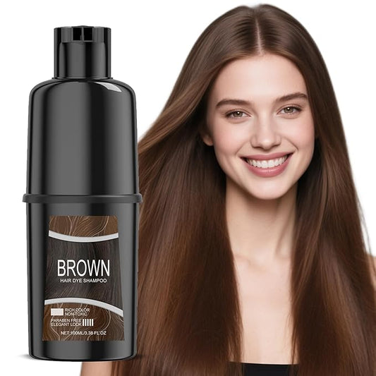 Brown Hair Dye Shampoo - Natural Hair Color Shampoofor Warm Brown Shades, Infused with Plant Extracts for Softness and Strength