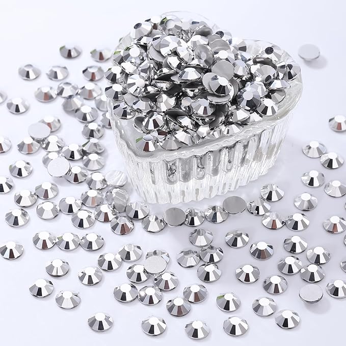 Meibite Silver Flatback Rhinestones, Glass Rhinestones for Nail Art and Craft, Glue Fix, Loose Crystal Gemstones(Silver, SS20, 1440pcs, 4.6-4.8mm)