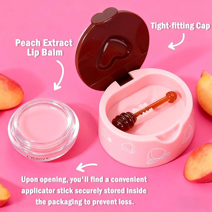 8 PCS Bee Lip Balm Honey Pot,Lip Balm Bulk Gifts,Strawberry,Apple Lime,Watermelon, Cherry, Mint,Coconut & Peach with Honey & Vitamin E,Sleeping Mask Overnight for Hydrating & Preventing Dry