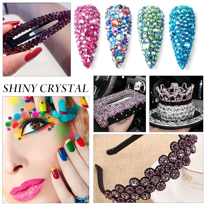SS16 Non Hotfix Flatback Rhinestones - 1440pcs Amethyst Glass Nail Gems for Crafts, Makeup Bags, Shoes & DIY Decoration
