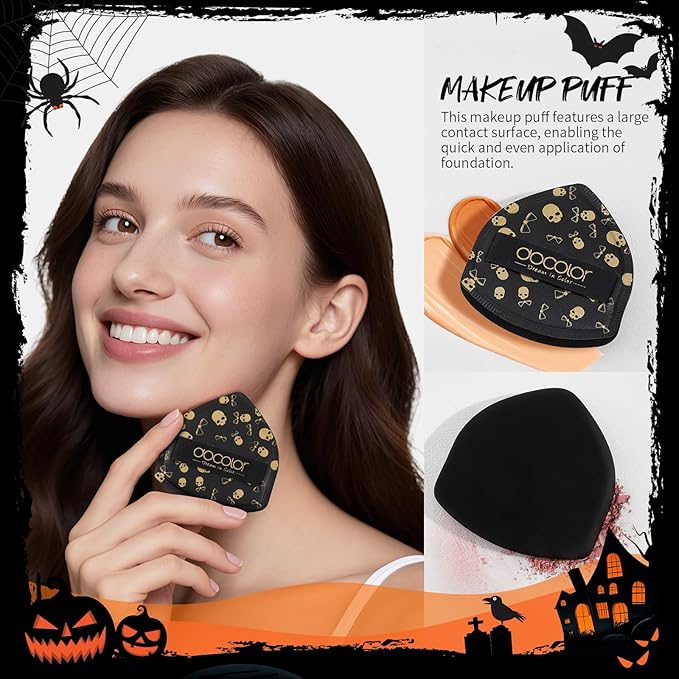 docolor Makeup Brush Set, 5PCS Goth Makeup Brushes Powder Contour Eyeliner Brow Eyeshadow Brush Set with 9 Colors Pigmented Eyeshadow Palette,1PC Makeup Sponge Puff & 3PCS Fake Scar Tattoo Makeup kit