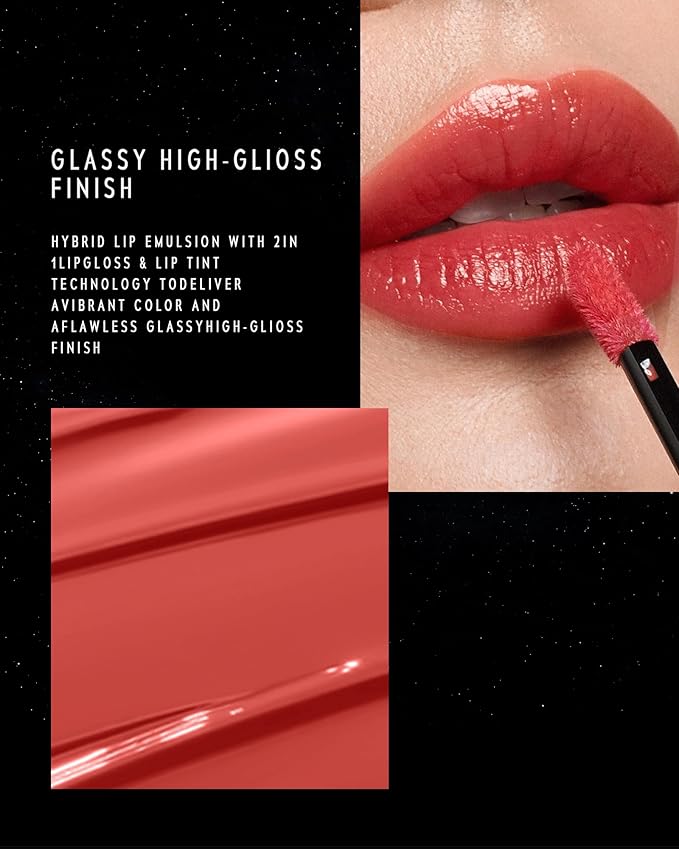 Stellar Dust Lip Stain 04 Cherrion, Waterproof Transfer-Proof Lip Gloss, Cherry Pink Tinted Glossy Finish, High-Pigment Vibrant, Hydrating Lightweight Long-Lasting Lip Makeup for Women