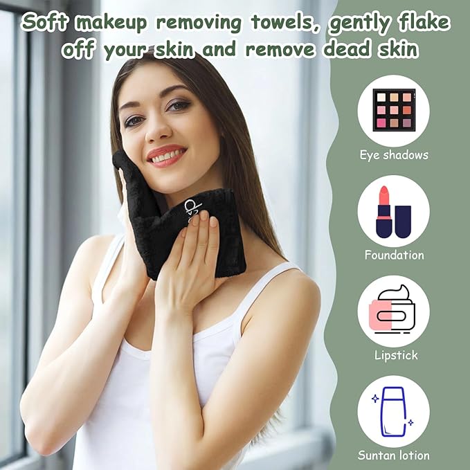 Shimeyao 20 Pack Makeup Towels Black Makeup Washcloths for Face Microfiber Remover Cloth 13x13 Inch Quick Dry Face Towels for Cleaning Hand