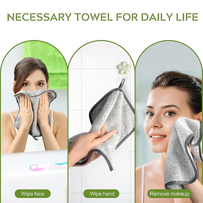 SUNLAND Microfiber Face Towels Reusable Makeup Remover Cloth Facial Washcloths for Bath 11Inchx11Inch 6 Pack Grey