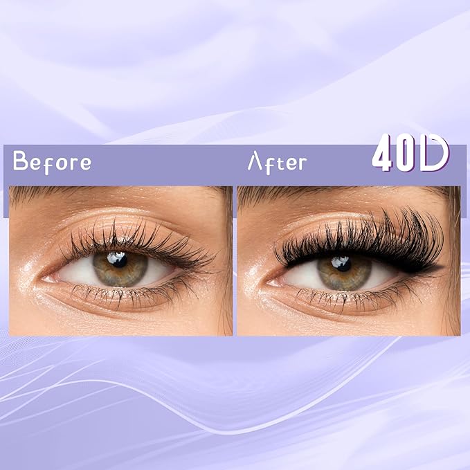 THINK SHOW Wispy Lash Clusters Kit 40D 9-16mm 280pcs Natural Eyelash Extension Kit with Bond and Seal,Tweezers,Remover Individual Lashes Clusters for Beginners and Self Use (40D)