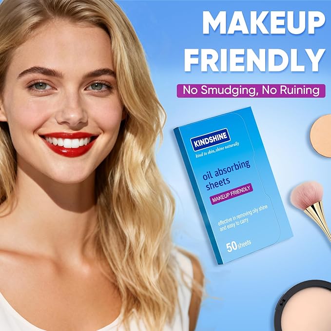 KINESHINE 300P High-Performance Oil Absorbing Sheets for Face - Makeup Friendly Blotting Papers for Oily Skin - Oil Blotting Sheets for Face