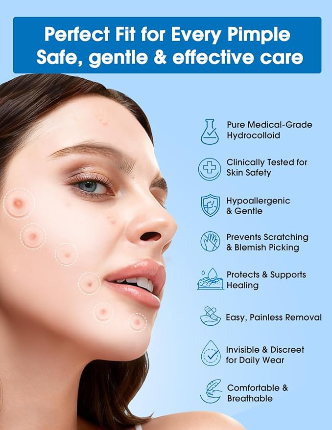 Pimple Patches for Face—Hydrocolloid Acne Patch, 6 Sizes (7/8/10/11/12/14 mm), 560 ct.—Tea Tree, Salicylic Acid & Centella-Invisible Waterproof Spot Dots, Absorb Fluid & Shrinking Zits and Whiteheads
