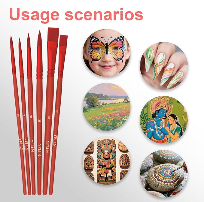 Paint Brushes Set for Acrylic Painting,Watercolor Brushes Painting Brush Nylon Hair Brushes for Acrylic Oil Watercolor Canvases Rock Body Face Nail Miniature Detailing Drawing Art Supplies