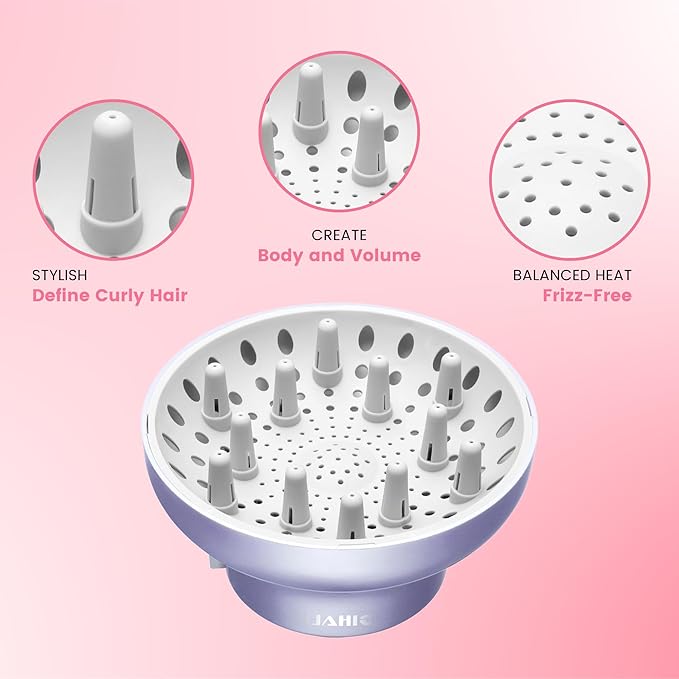 GIHALI Universal Hair Diffuser “Super Sturdy” 1.7 Inch to 2.6 Inch for Natural Curly and Wavy Hair, Hair Dryer Attachment (Black Matte)