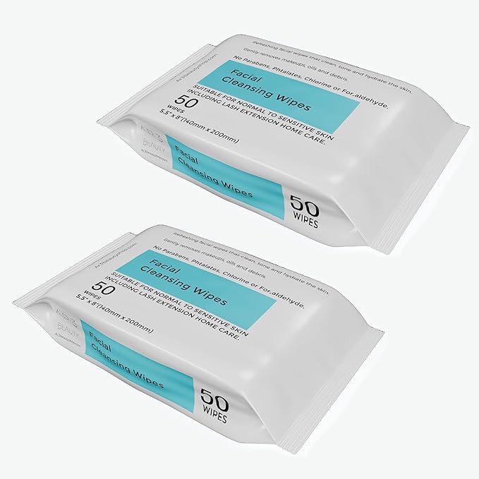 Ar3 Beauty Facial Cleansing Wipes. 2Pk. Pack of 50 each. (Facial Cleansing Wipes for Women | Gentle Makeup Remover.