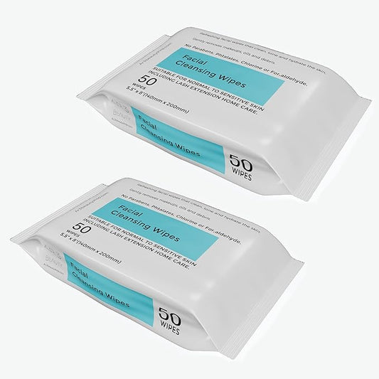 Ar3 Beauty Facial Cleansing Wipes. 2Pk. Pack of 50 each. (Facial Cleansing Wipes for Women | Gentle Makeup Remover.