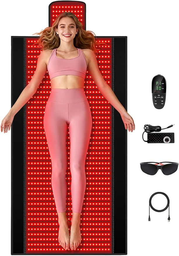 Full Body Red Light Therapy Blanket - Large Size Dual Wavelength LED Beads 660 & 850nm Infrared & Red Light Therapy Mat for Full Body Relax, Bitrhday Christmas Gifts for Dad Mom Women Her Wife Grandma