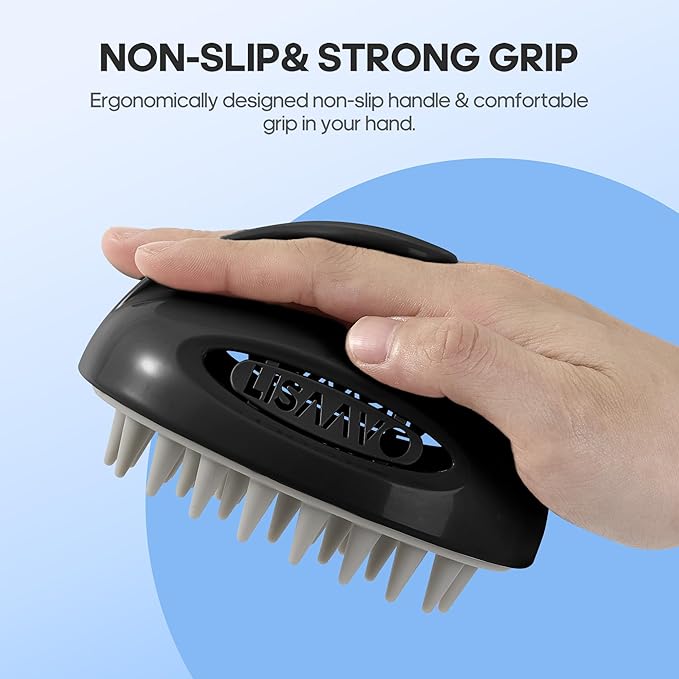 LISAAVO 3 in 1 Scalp Scrubber, Hair Scalp Massager, with 3 Replacement Brushes, Shampoo Brush for Relaxing, Deep Cleansing Exfoliator & Soothes itching - Wet/Dry Use for All Hair Types, Black