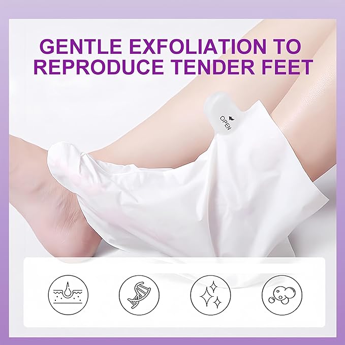 Lavender Foot Peel Mask 5 Pairs, Exfoliating Foot Masks That Remove Dead Skin, Hydrating Foot Mask Socks for Dry Cracked Feet, Moisturizing Foot Exfoliator for Women & Men Spa at Home