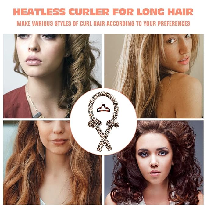 BATOUDE Heatless Curling Rod Headband No Heat Silk Ribbon Curling Rod Hair Roller Curls with Hair Claw Clip Lazy Natural Soft Wave DIY Hair Rollers Styling Tool for Sleep in Overnight (Bao)
