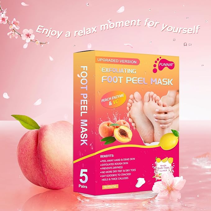 FUNNIR Foot Peeling Mask Exfoliant for Peeling Off Calluses, Natural Exfoliator for Dry Dead Skin, Callus, Repair Rough Heels Soft Smooth Touch