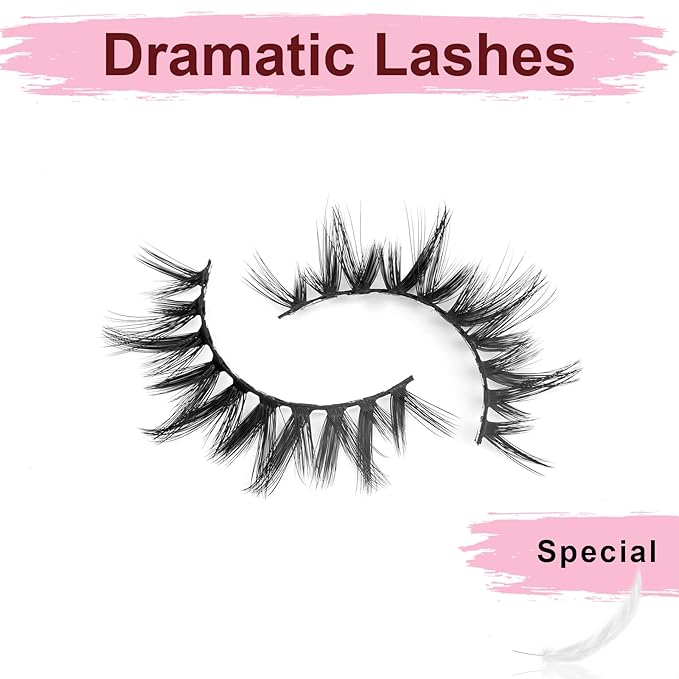 SONAFEEL False Eyelashes Wispy Full Natural Faux Mink Lashes 14mm 10Pairs Spiky Strip Lashes Pack Reusable Slightly Dramatic Fake Lashes