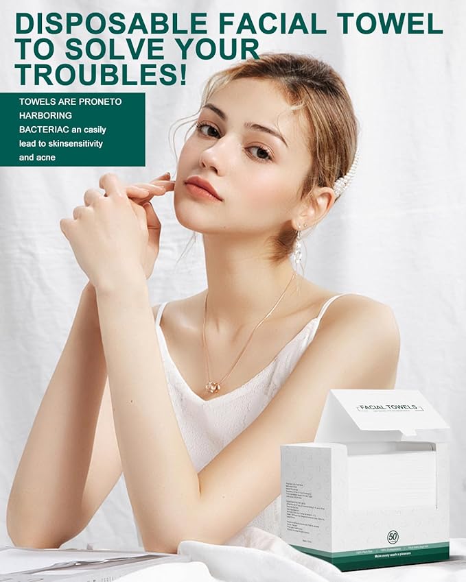 Face Towels,Facial Towels,100Ct Disposable Face Towel,10"x12"Face Cloths,Makeup Remover Face Towelettes Disposable,Disposable Face Cloths for Sensitive Skin,Biodegradable Dry Wipes