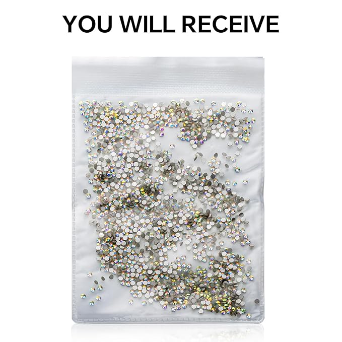 1440Pcs Crystal Ab Crystal Rhinestones,Glass Flatback Rhinestones Mini Gemstones for Nail Face Makeup Art Crafts Clothes Decoration -(SS6,2.0mm,Crystal Ab)
