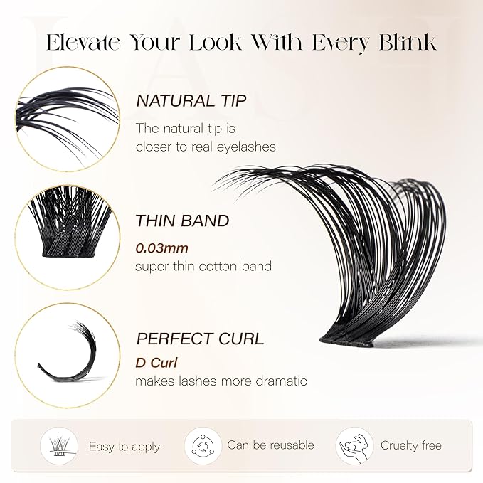 BEFER Lash Clusters, 216 Pcs D Curl All-New Upgrade 100P Eyelash Clusters Volume Individual Lashes Extensions 10-16MM Wispy Eyelash DIY At Home(Upgrade-100P)