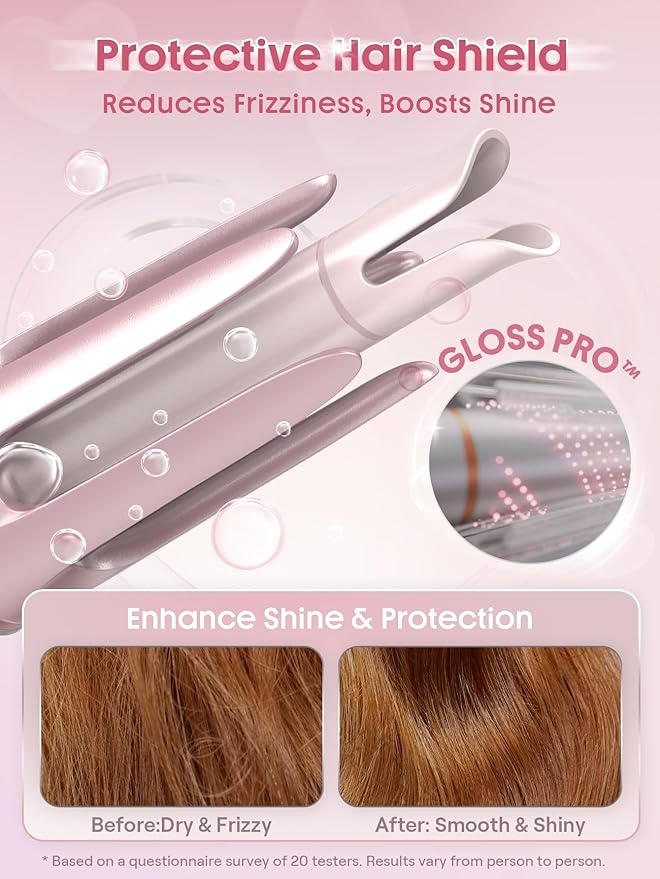 SHEGLAM Pink Curling Iron Automatic Gift for Woman (Pink, 1 inch)