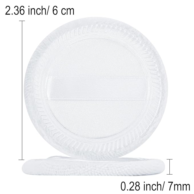 Senkary 12 Pieces Powder Puffs Cotton Round Makeup Pads Soft Face Compact Puffs for Loose Setting Pressed Powder, 2.36 Inch (White)