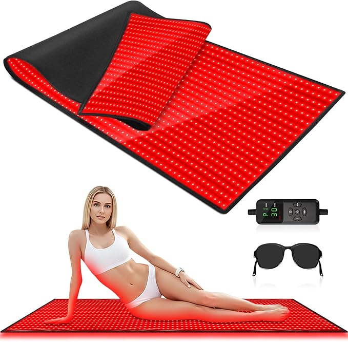 lawind Red Light Therapy Mat for Body, 71"x31" Red Therapy Blanket with 1280 3-in-1 LEDs, 650nm & 850nm Infrared Light Therapy (Breathing Mode/10Hz/40Hz/Regular Mode) for Pain Relief, Joint Repair